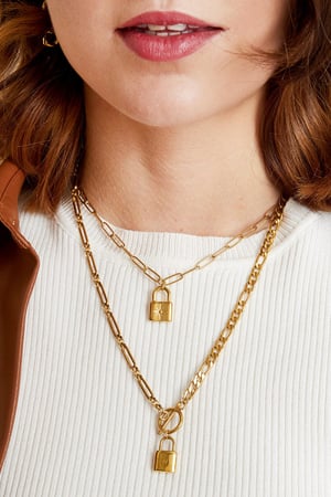 Ketting cute lock Goud kleur Stainless Steel h5 Afbeelding2